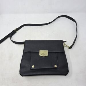 Steve Madden Black Crossbody Foldover Bag Gold Hardware